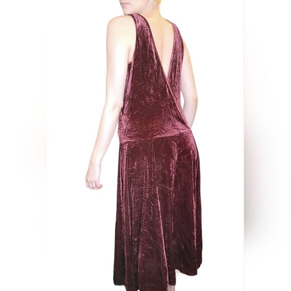 Vintage 90s Jacalyn Bennett Red Wine Velvet Dress - XL - Picture 5 of 8